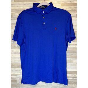 POLO RALPH LAUREN Mens Pima Soft Touch Polo  Size Large Blue Short Sleeve #289